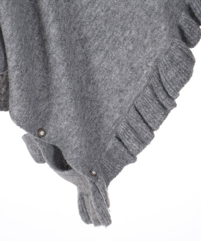 Flower Embroidery Irregular Hem Knit Poncho