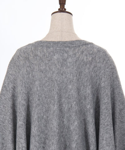 Flower Embroidery Irregular Hem Knit Poncho