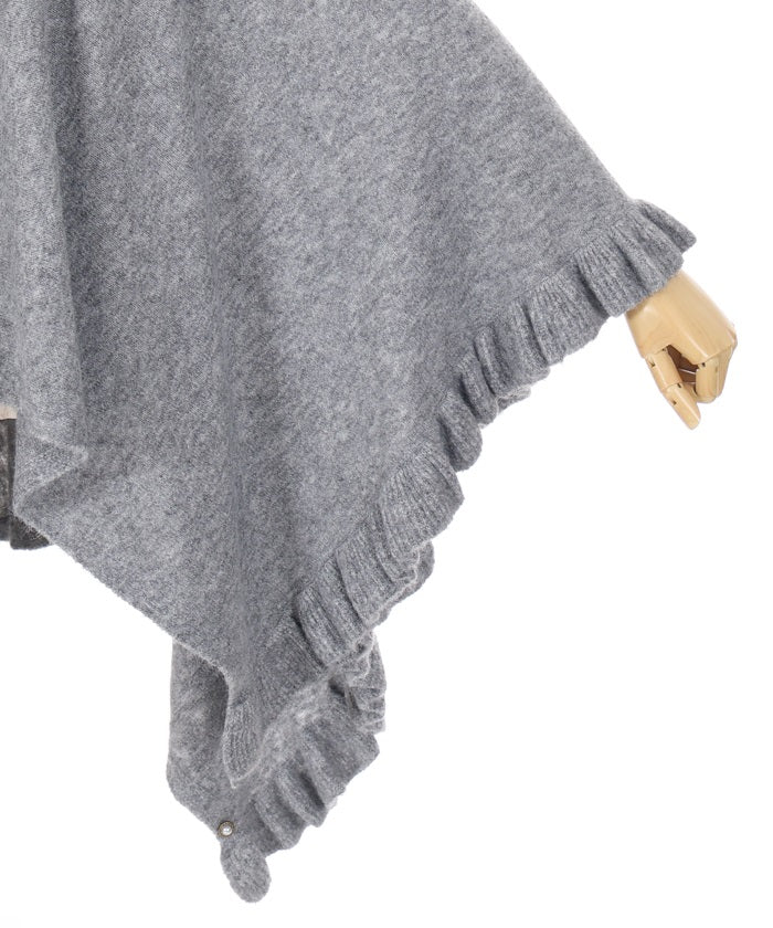 Flower Embroidery Irregular Hem Knit Poncho