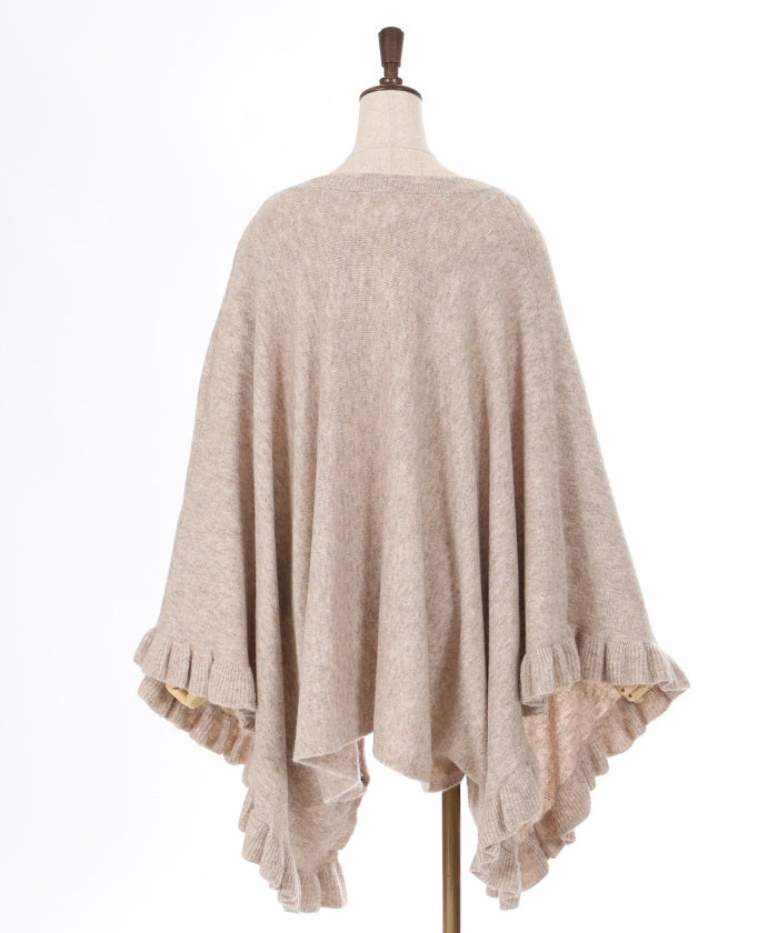 Flower Embroidery Irregular Hem Knit Poncho