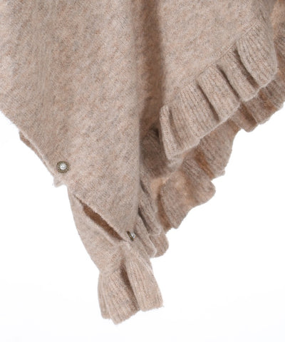 Flower Embroidery Irregular Hem Knit Poncho