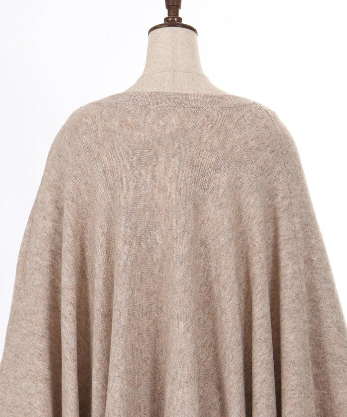 Flower Embroidery Irregular Hem Knit Poncho