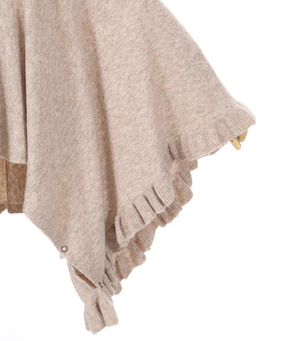Flower Embroidery Irregular Hem Knit Poncho