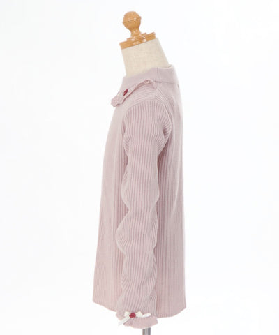 Kids / Rose Bottle Neck Rib Pullover