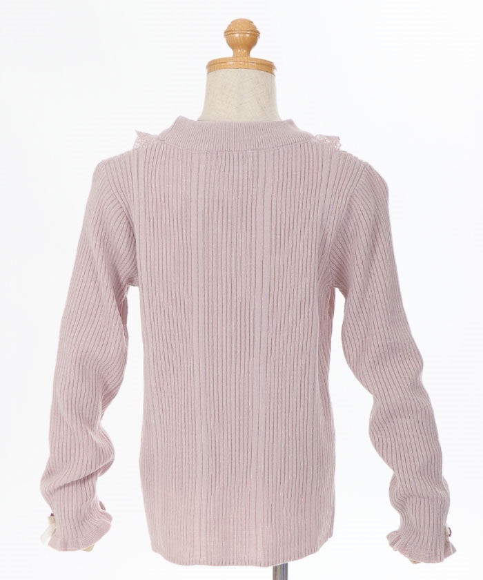 Kids / Rose Bottle Neck Rib Pullover