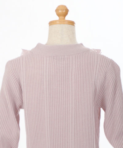 Kids / Rose Bottle Neck Rib Pullover