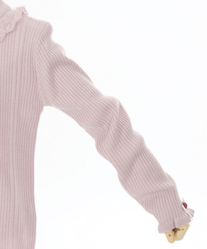 Kids / Rose Bottle Neck Rib Pullover