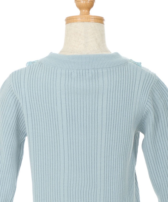 Kids / Rose Bottle Neck Rib Pullover