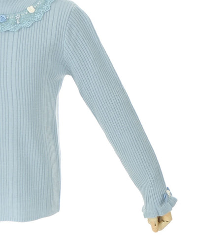 Kids / Rose Bottle Neck Rib Pullover