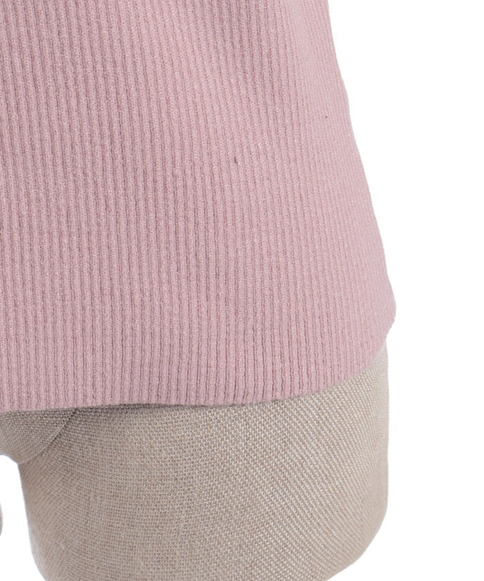 Bicolor Collar Knit Top with Brooch