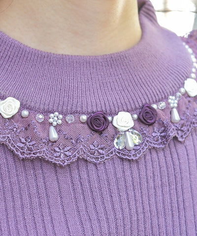 Rose Bottle Neck Rib Pullover