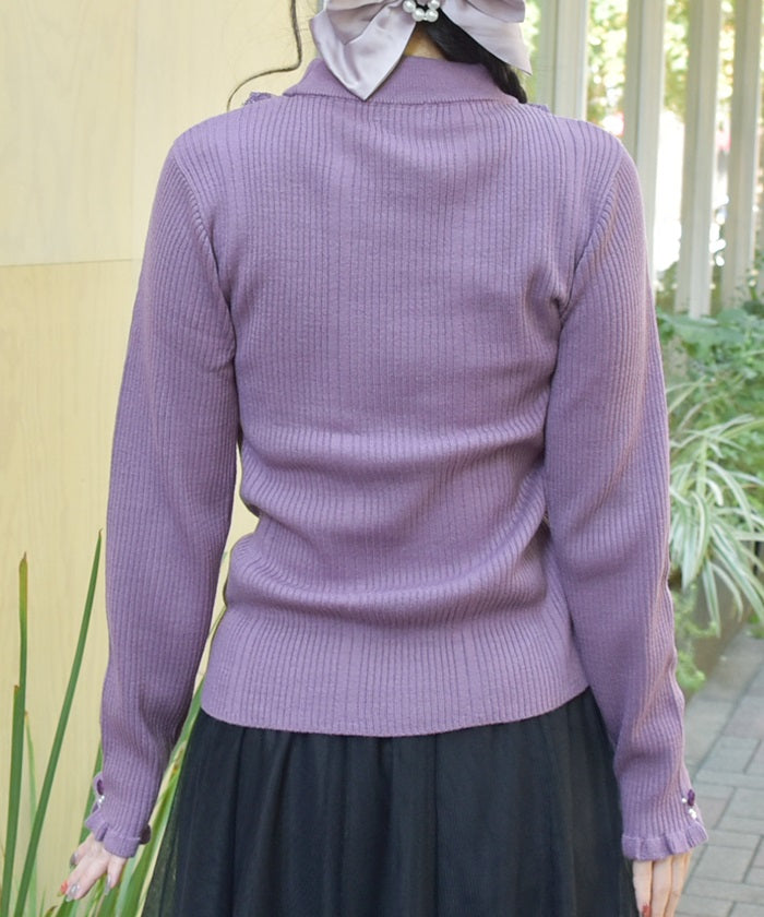 Rose Bottle Neck Rib Pullover