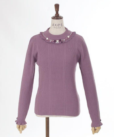 Rose Bottle Neck Rib Pullover