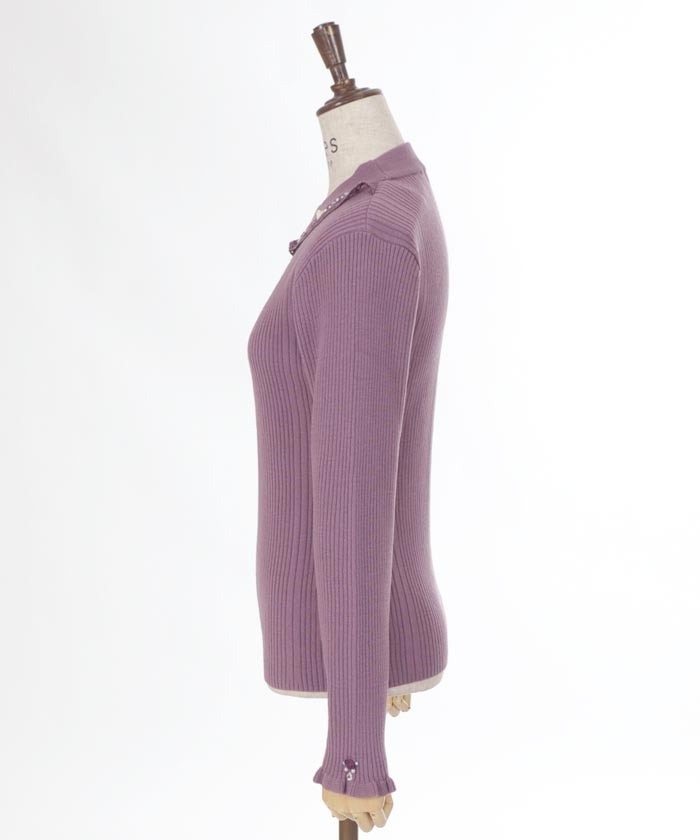 Rose Bottle Neck Rib Pullover