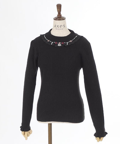 Rose Bottle Neck Rib Pullover