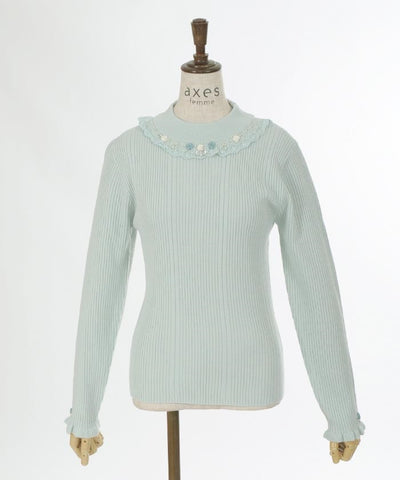 Rose Bottle Neck Rib Pullover