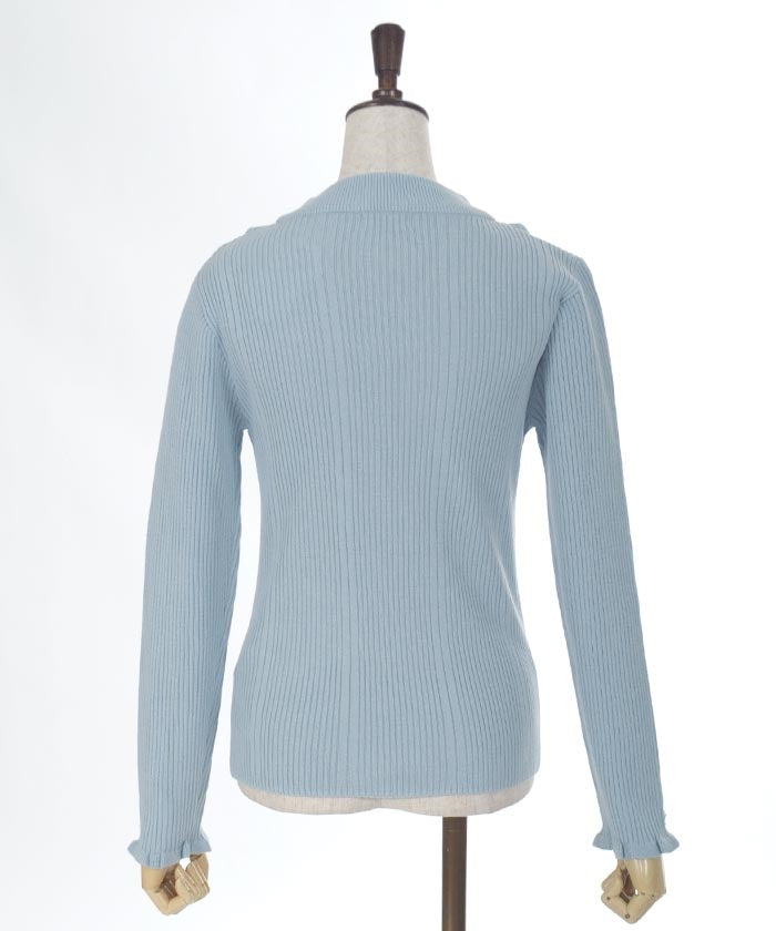 Rose Bottle Neck Rib Pullover