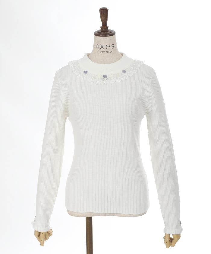 Rose Bottle Neck Rib Pullover