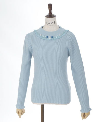 Rose Bottle Neck Rib Pullover