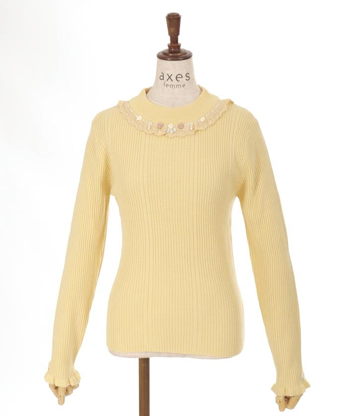 Rose Bottle Neck Rib Pullover