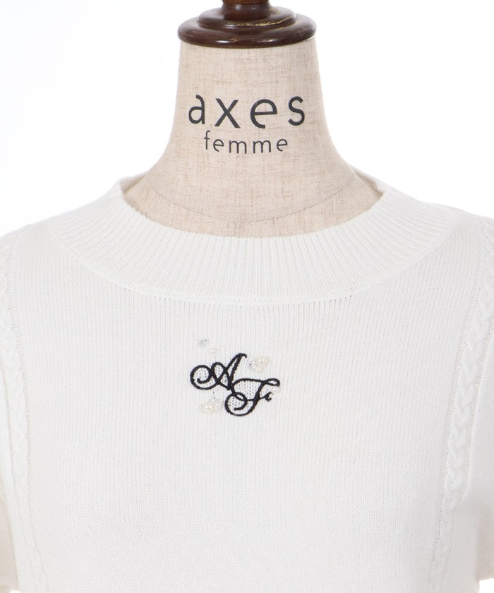 Logo Embroidery Knit with Bijoux