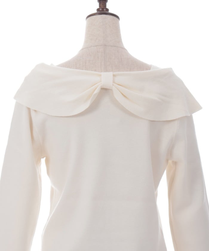 Snow Sakura Embroidery Off-Shoulder Knit Top