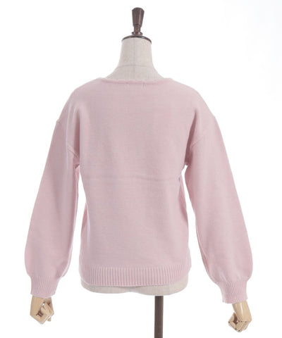 Rose & Bird Embroidery Knit Pullover