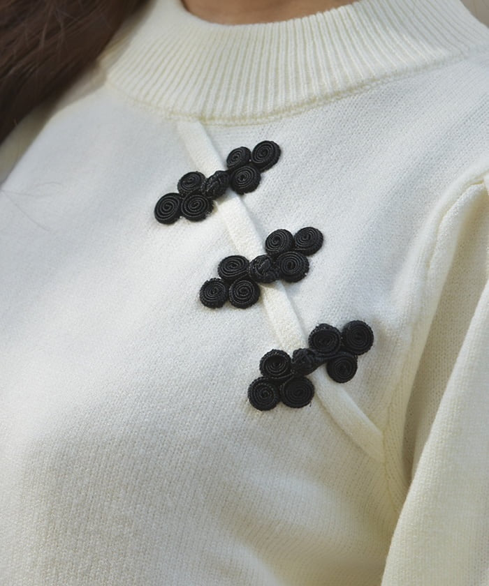 Chinese Button Knit Pullover