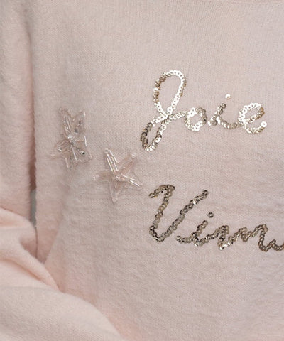 Sequin Logo Embroidery Knit Top