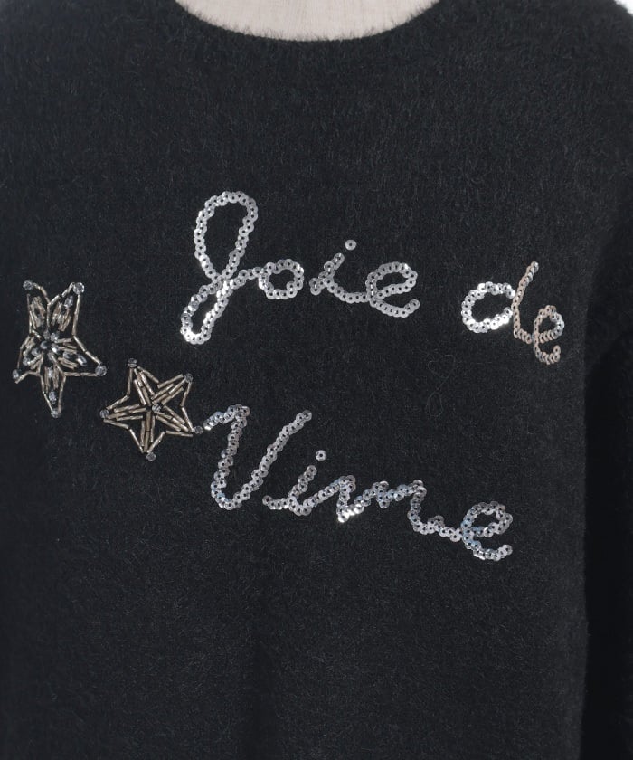 Sequin Logo Embroidery Knit Top