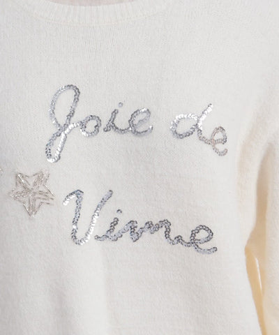 Sequin Logo Embroidery Knit Top