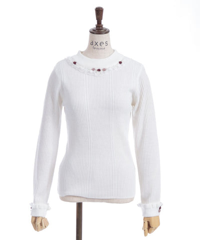 Rose Bottle Neck Knit Pullover