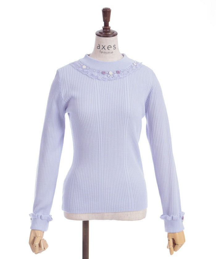 Rose Bottle Neck Knit Pullover