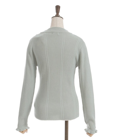 Rose Bottle Neck Rib Knit Top