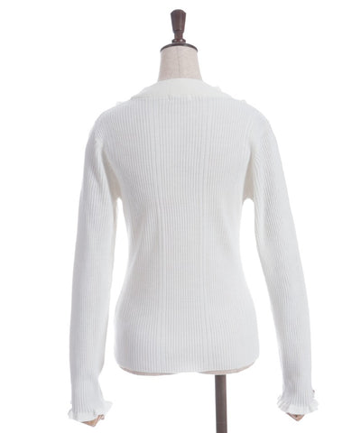 Rose Bottle Neck Rib Knit Top
