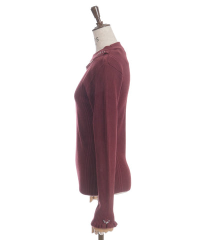 Rose Bottle Neck Rib Knit Top