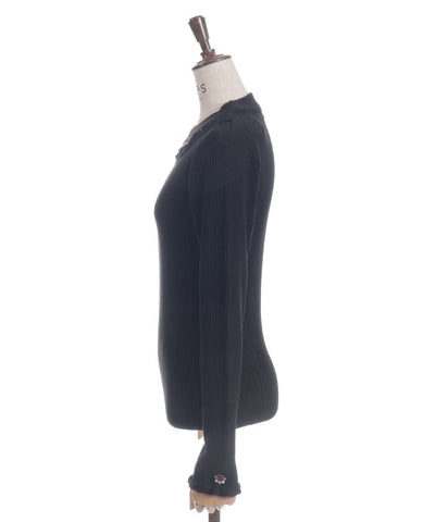 Rose Bottle Neck Rib Knit Top