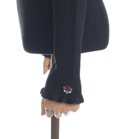 Rose Bottle Neck Rib Knit Top