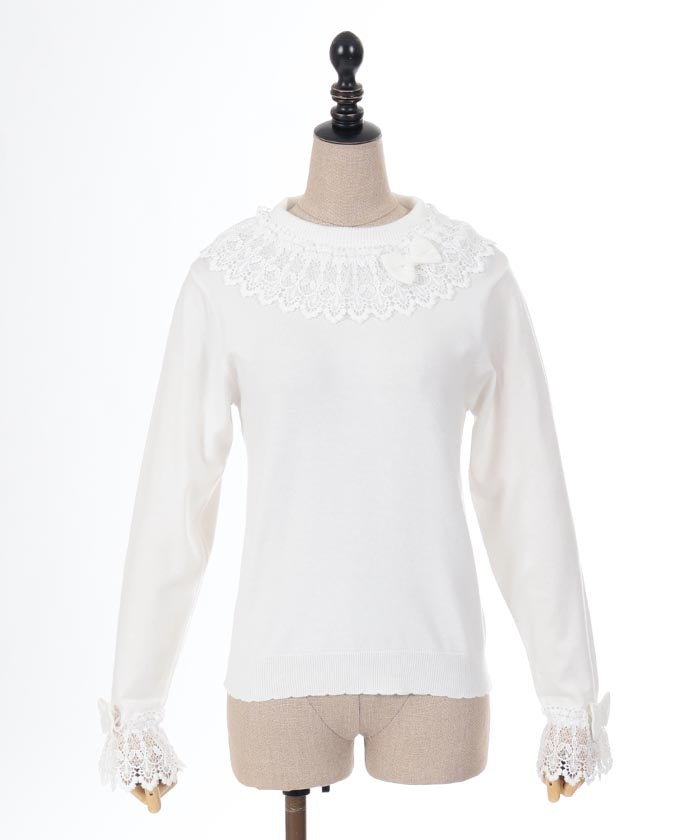 Lacy Frill Knit Pullover – axes femme from JAPAN