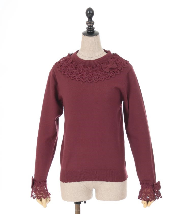 Lacy Frill Knit Pullover – axes femme from JAPAN