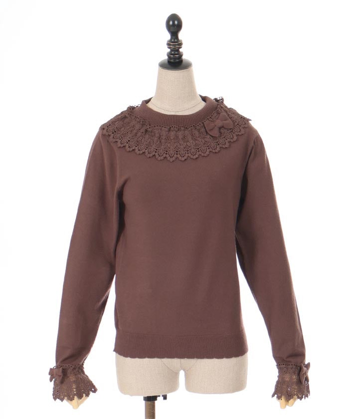 Lacy Frill Knit Pullover – axes femme from JAPAN