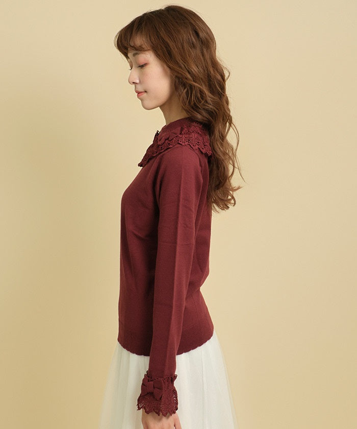 Lacy Frill Knit Pullover – axes femme from JAPAN