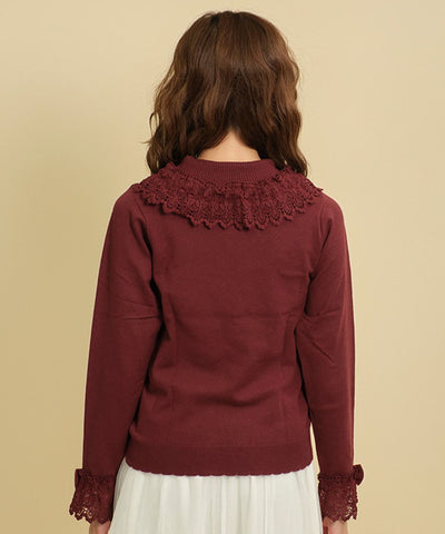 Lacy Frill Knit Pullover