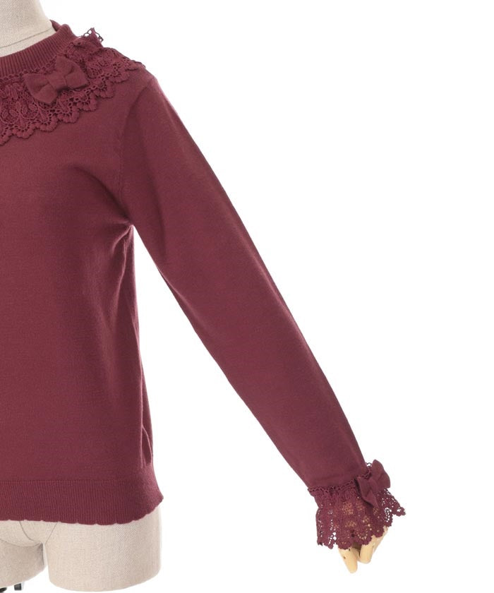 Lacy Frill Knit Pullover