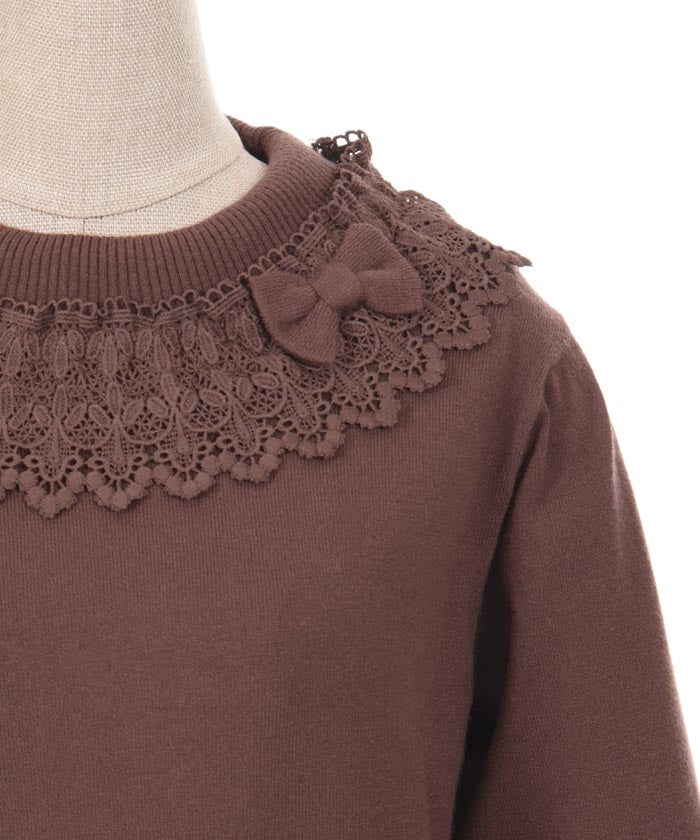 Lacy Frill Knit Pullover