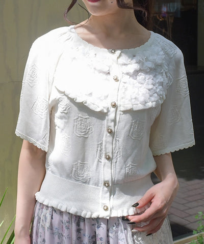 Summer Knit Cardigan with Rose