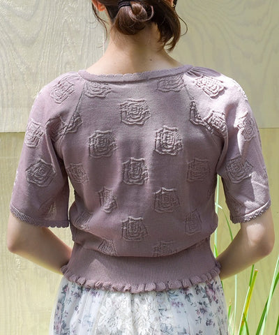 Summer Knit Cardigan with Rose