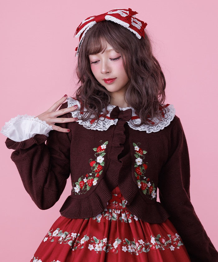 Strawberry Embroidery Knit Bolero – axes femme from JAPAN