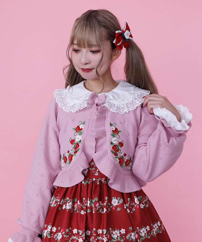Strawberry Embroidery Knit Bolero – axes femme from JAPAN
