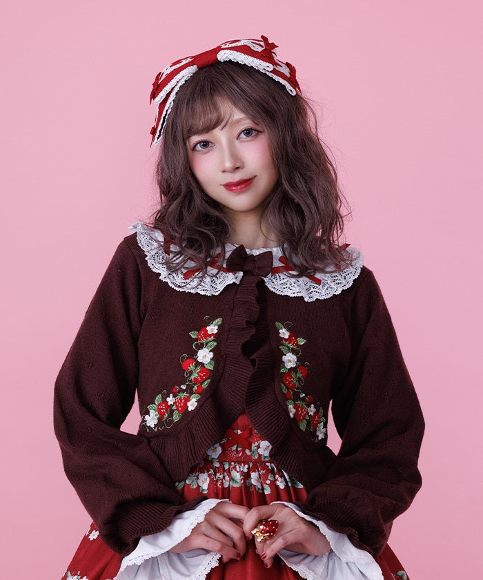 Strawberry Embroidery Knit Bolero – axes femme from JAPAN